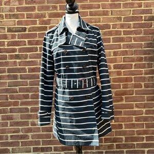 Banana Republic Women’s Striped Trench Coat Sz M Trench Coat Nautical Sailor